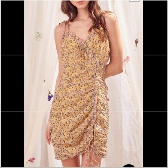 Storia Dresses & Skirts - storia yellow floral dress mini aline women M cottage-core romantic VACATION